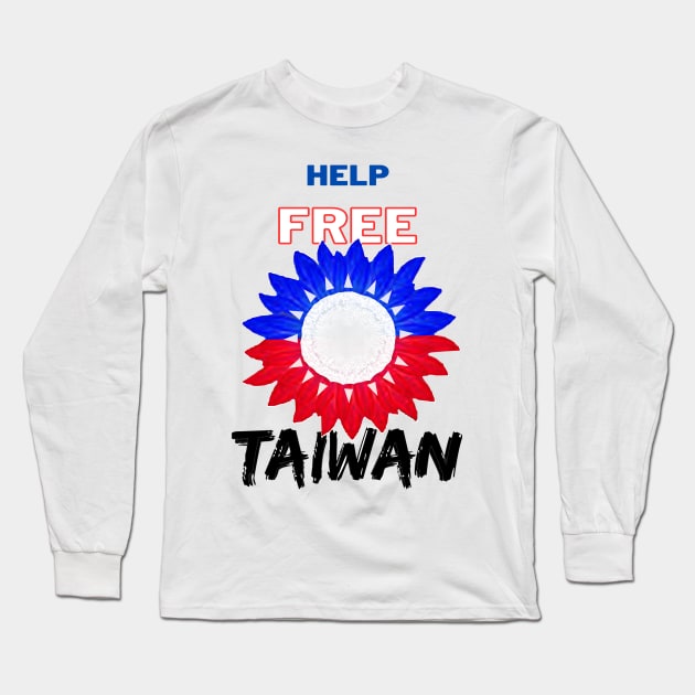 Help Free Taiwan - Red & Blue sunflower of hope Long Sleeve T-Shirt by Trippy Critters